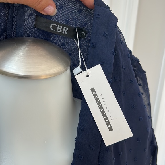 Navy blue hi/lo sheer long sleeve CBR dress size s - Picture 3 of 6